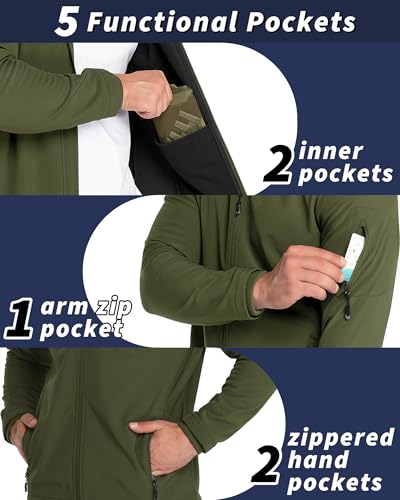 33,000ft Men's Hooded Fleece Lined Rain Shell Jacket Waterproof Lightweight