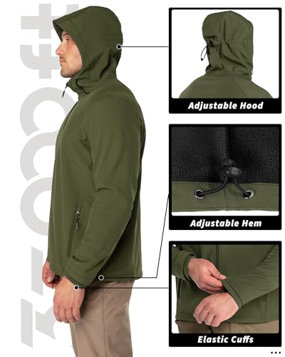 33,000ft Men's Hooded Fleece Lined Rain Shell Jacket Waterproof Lightweight