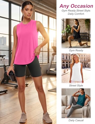 4 Pack Women's Workout Tank Tops Sleeveless Athletic Loose Fit Shirts