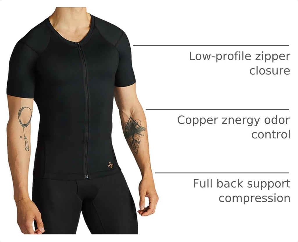 Men's Zip-Front Compression Shirt with Posture Support
