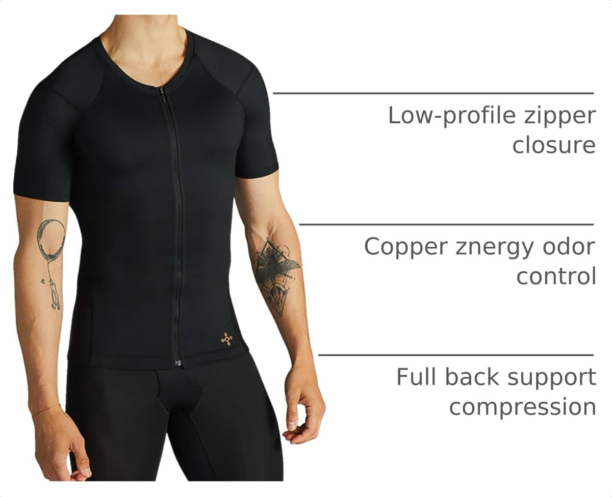 Men's Zip-Front Compression Shirt with Posture Support