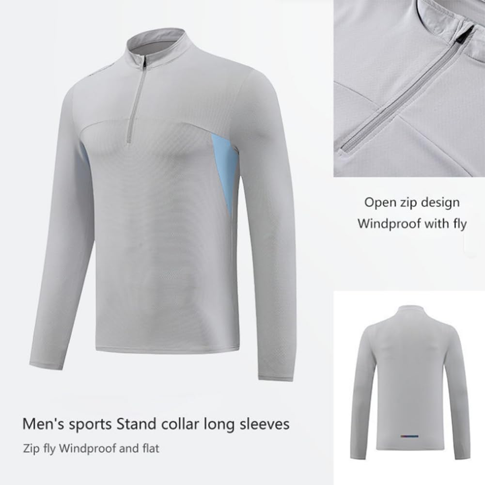 Men's Quarter-Zip Long Sleeve Compression Gym Shirt
