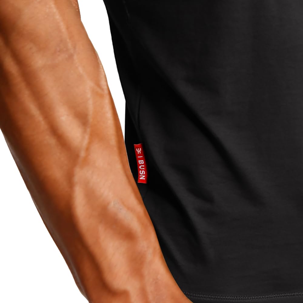 BVSN Men's Cotton Short Sleeve Raglan Crew Neck Gym Workout Athletic Tee