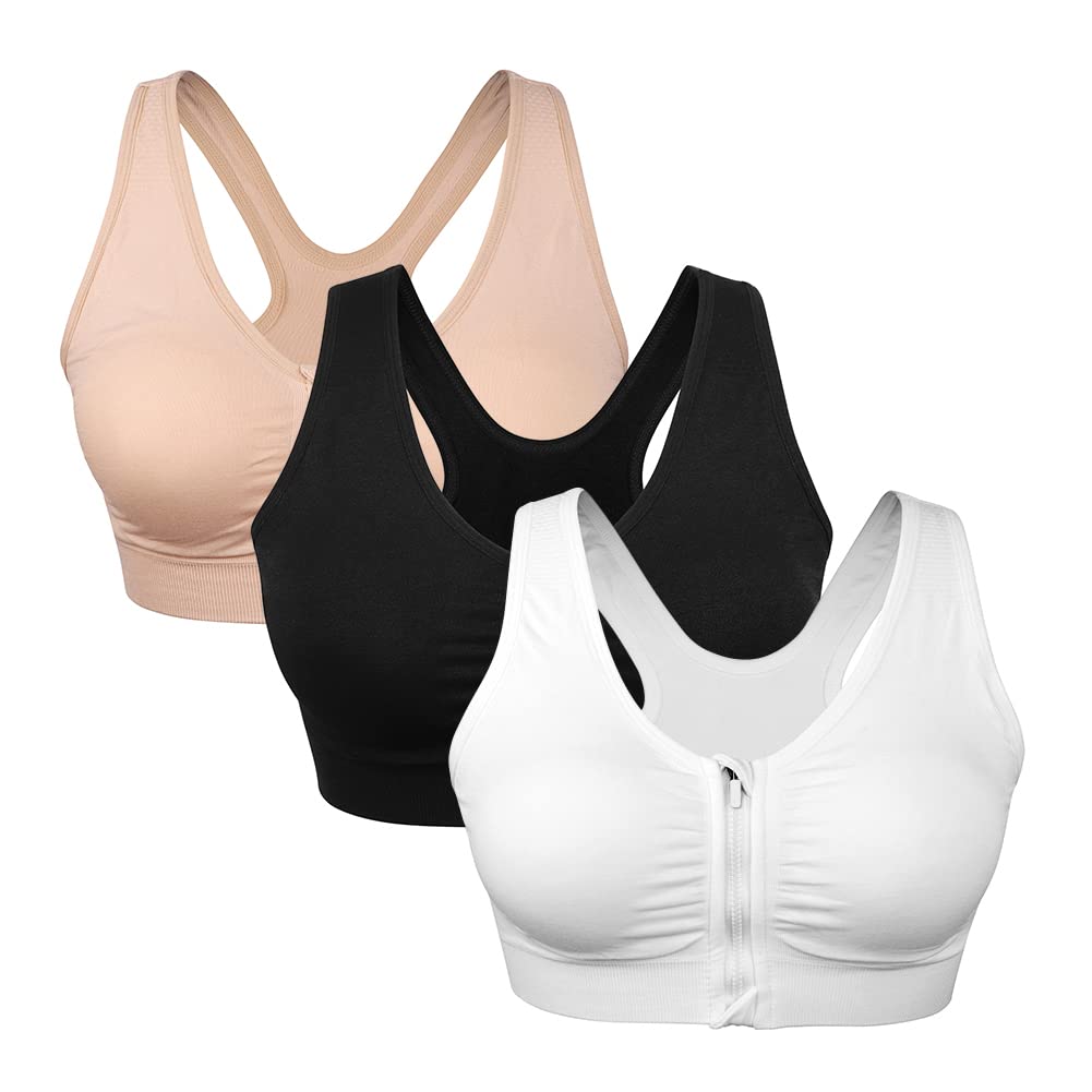 Women's Wireless Zip-Front Sports Bra for Workout Support