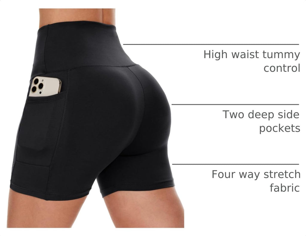 Women's High-Waist Biker Shorts with Pockets