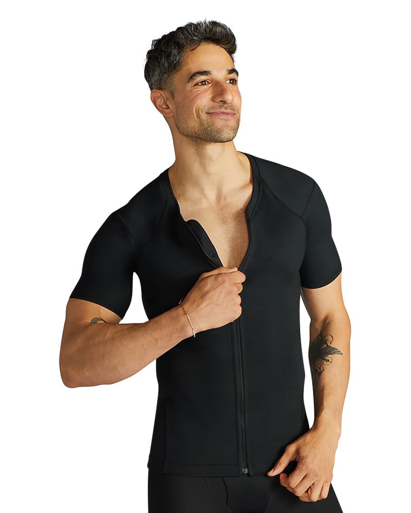 Men's Zip-Front Compression Shirt with Posture Support