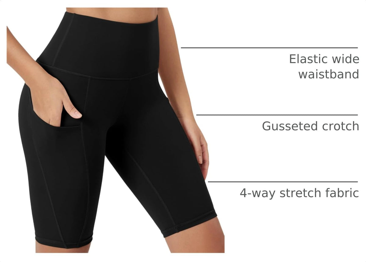 Women's High-Waist Tummy-Control Biker Shorts with Pockets