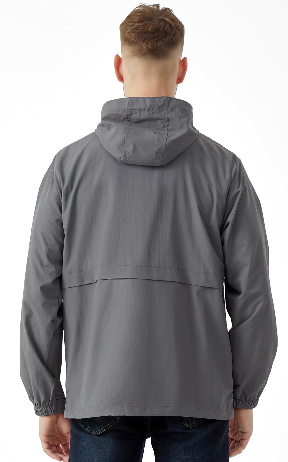 Men's Lightweight Packable Hooded Windbreaker Jacket