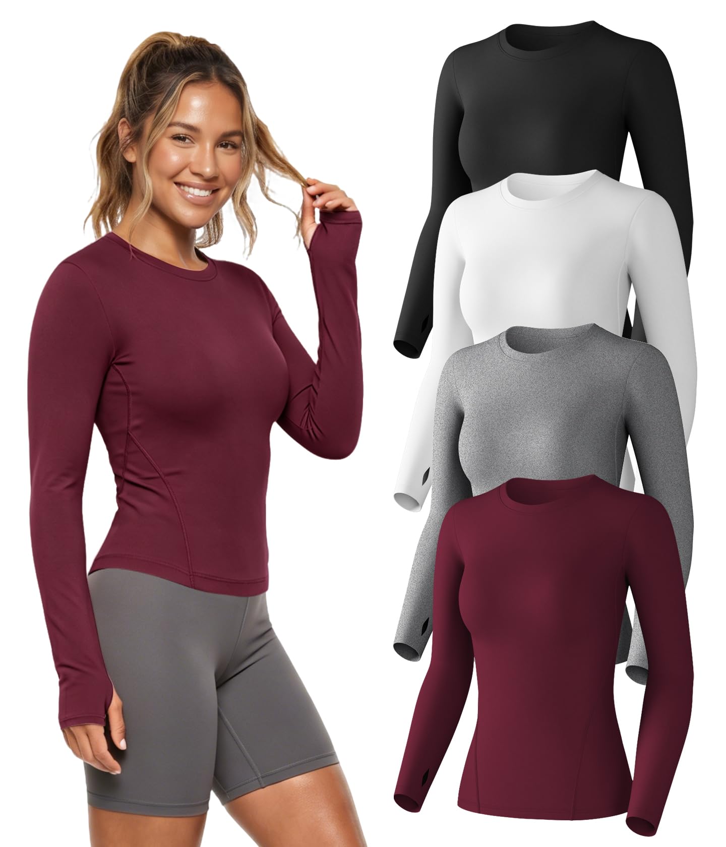Women's Long Sleeve Compression Shirts Workout Athletic Top Underscrubs