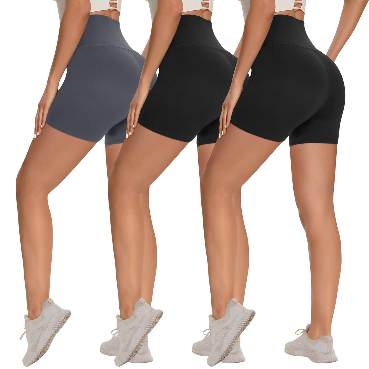 Women's 3-Pack High-Waist Tummy-Control Biker Shorts