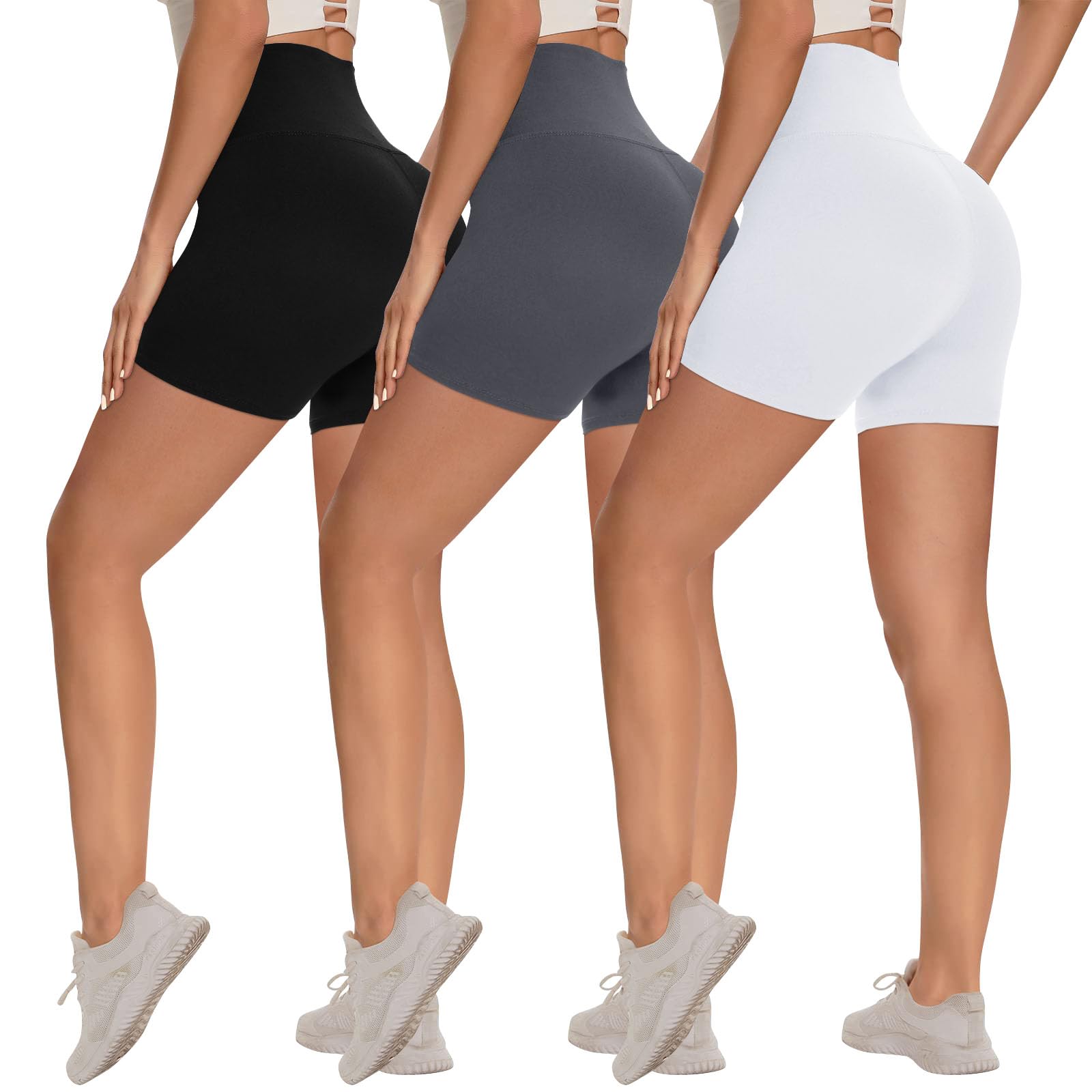 Women's 3-Pack High-Waist Tummy-Control Biker Shorts