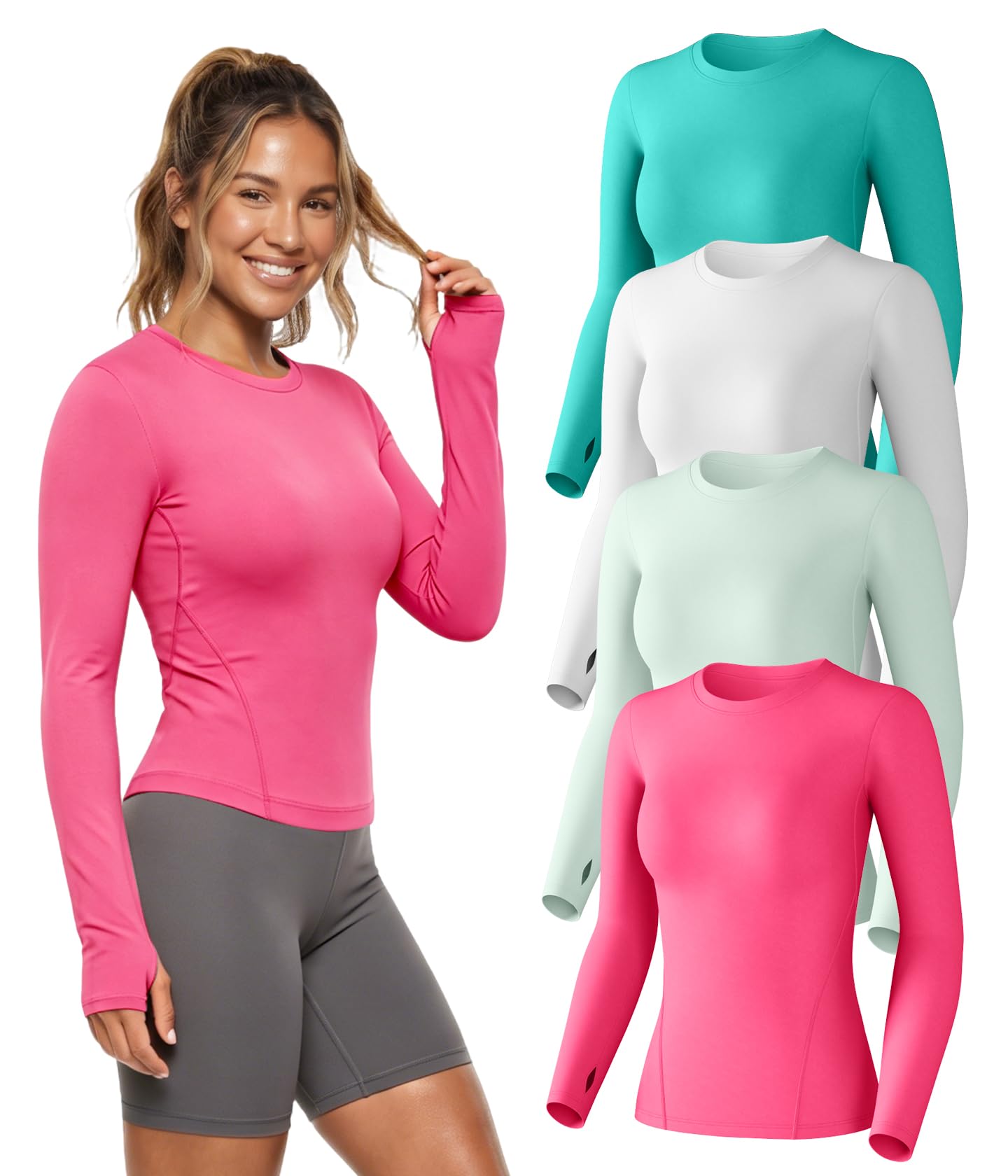 Women's Long Sleeve Compression Shirts Workout Athletic Top Underscrubs
