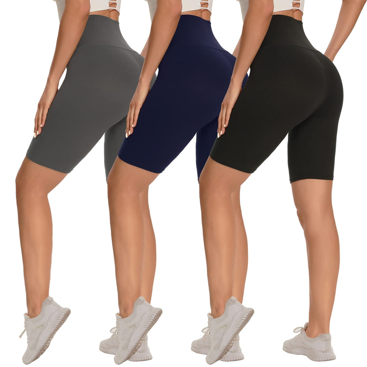Women's 3-Pack High-Waist Tummy-Control Biker Shorts