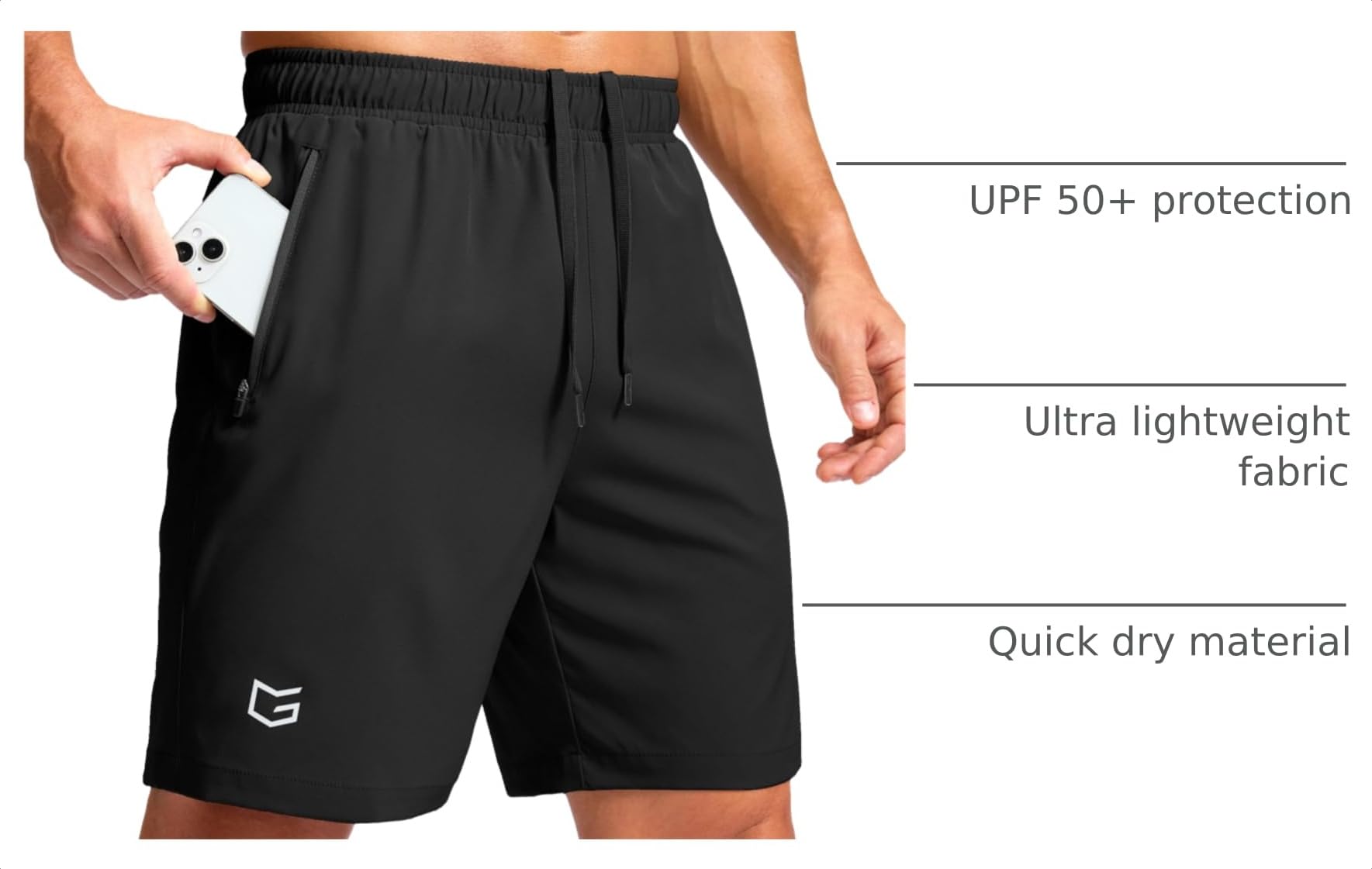 G Gradual Men's Athletic Running Shorts with 2 Zipper Pockets 7"/ 5"/ 9"