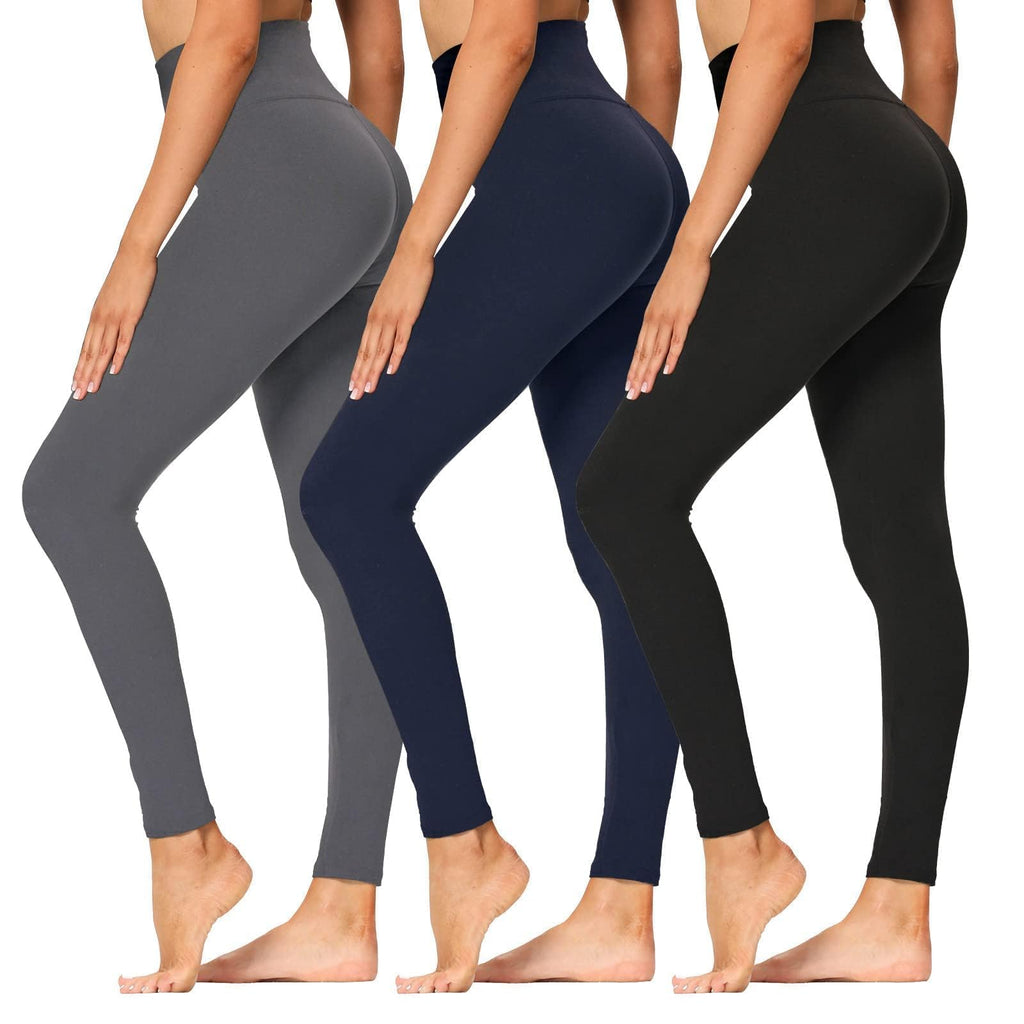 Women's 3-Pack High-Waist Tummy-Control Leggings with Pockets