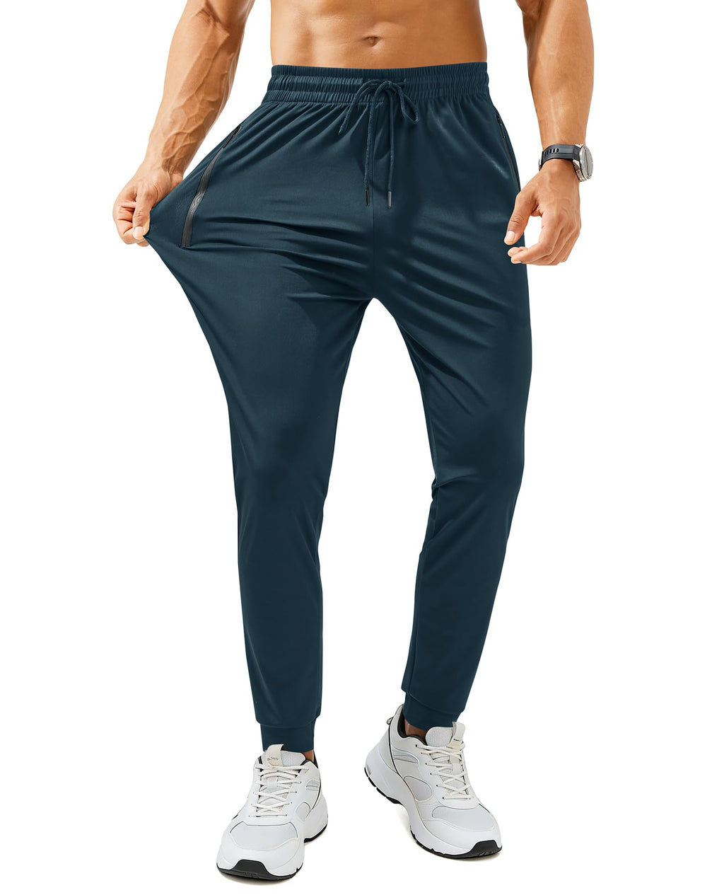 Men's Lightweight Athletic Sweatpants with Zipper Pockets