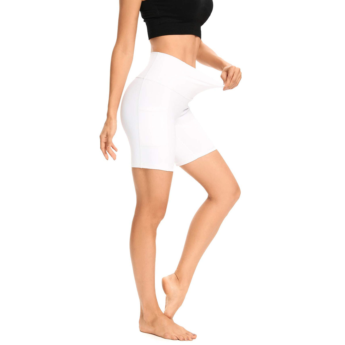 Women's High-Waist Biker Shorts with Side Pockets