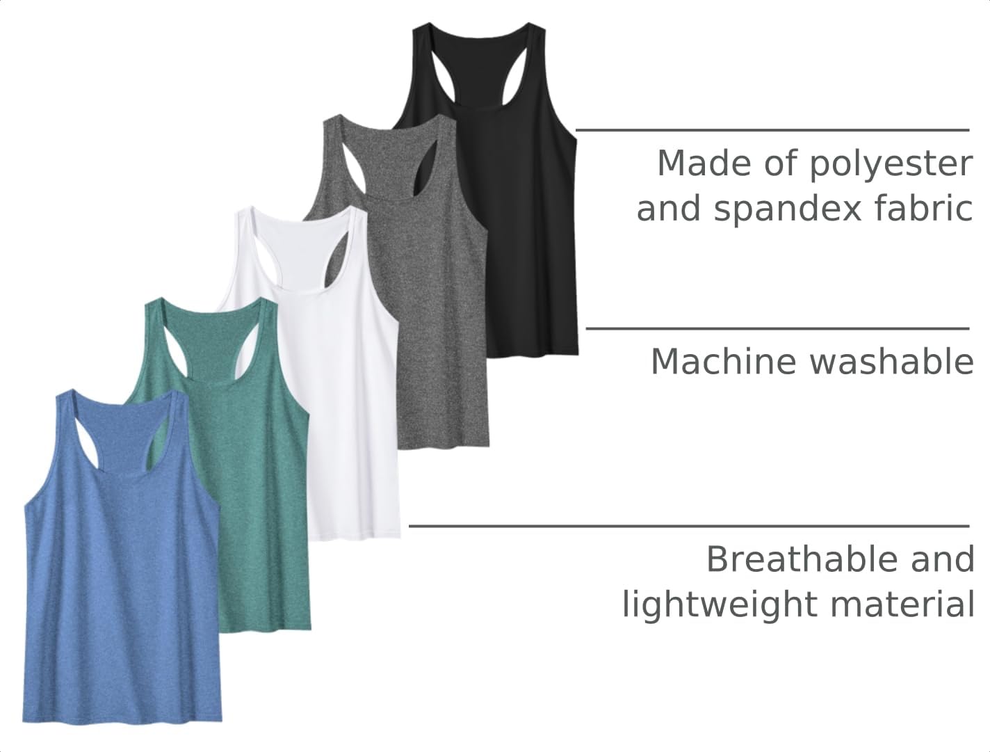 5 Pack Women's Workout Tank Tops Racerback Compression Sleeveless