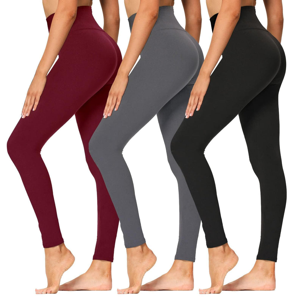 Women's 3-Pack High-Waist Tummy-Control Leggings with Pockets