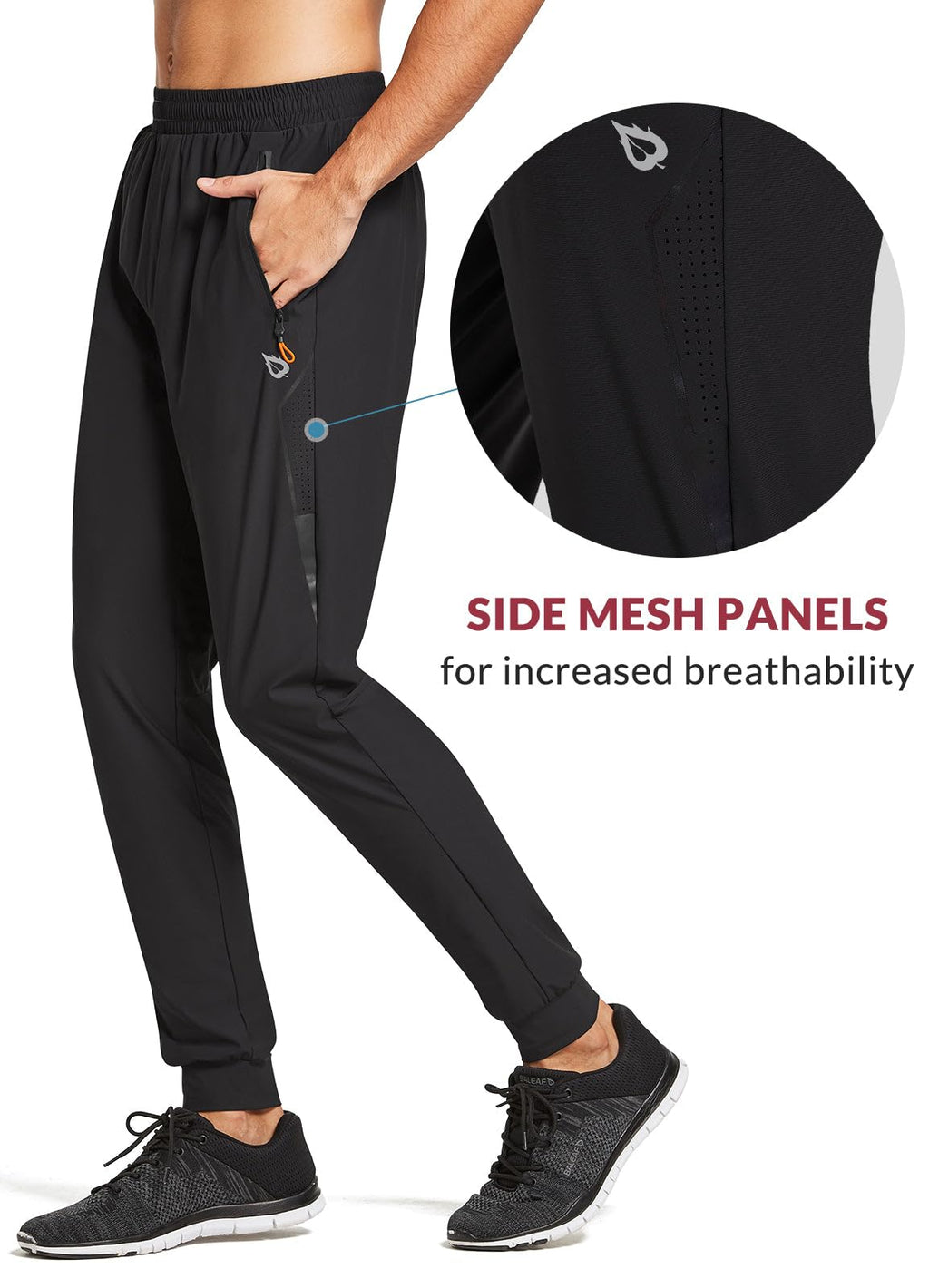 Men's Lightweight Running Joggers with Zipper Pockets