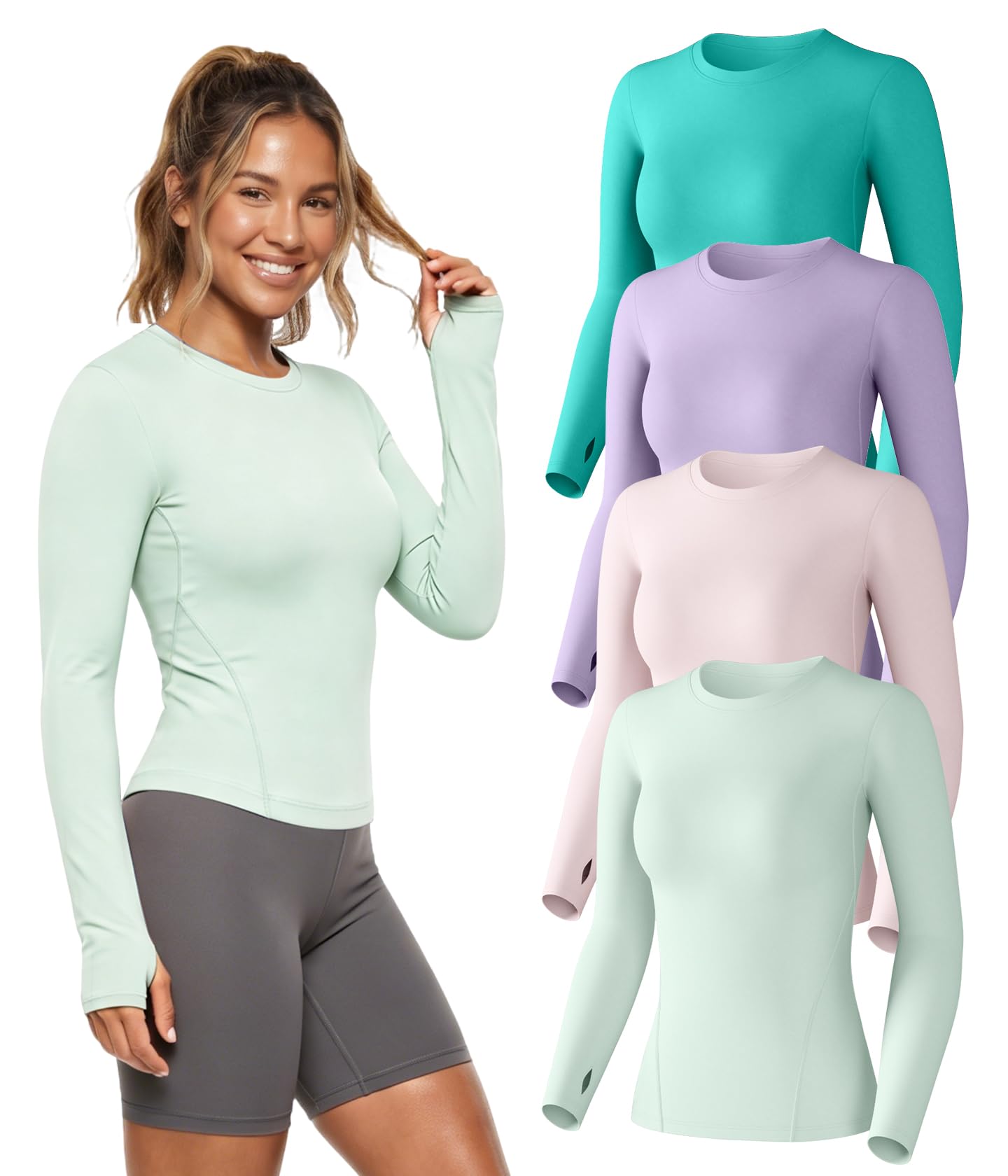 Women's Long Sleeve Compression Shirts Workout Athletic Top Underscrubs