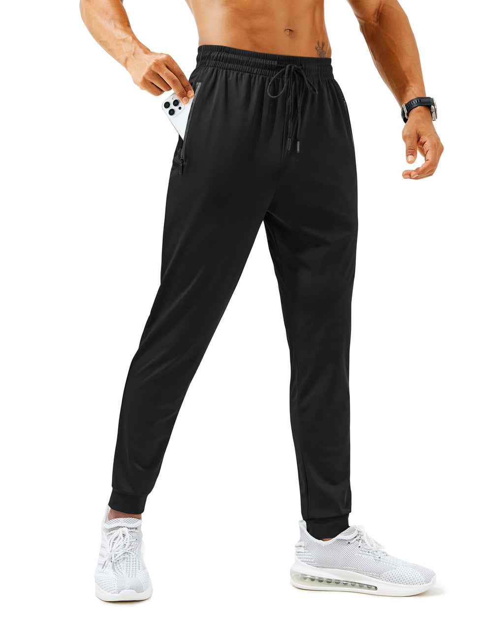 Men's Lightweight Athletic Sweatpants with Zipper Pockets