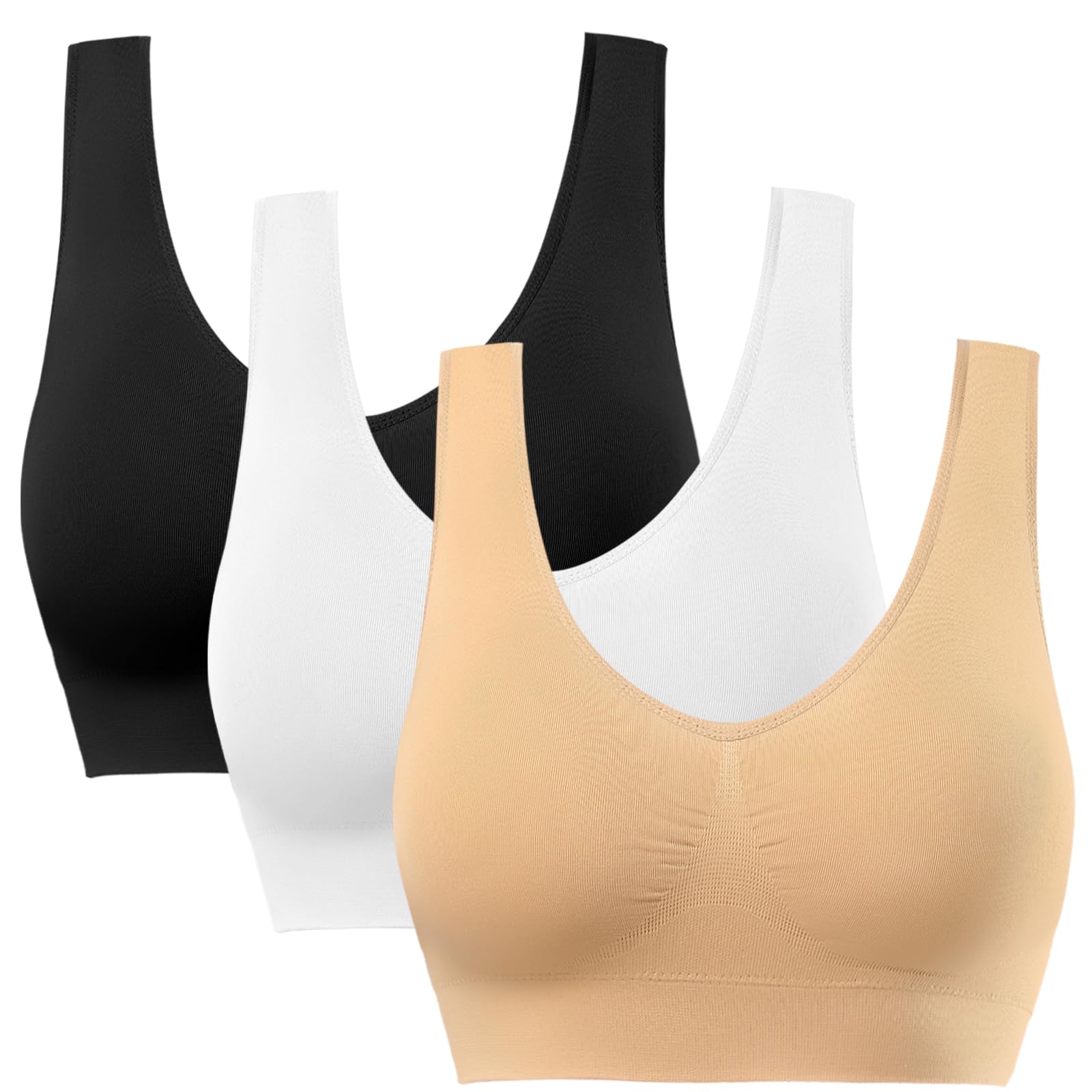 BESTENA Women Sports Bras, Seamless Removable Pads Comfort Yoga Sleep Bras