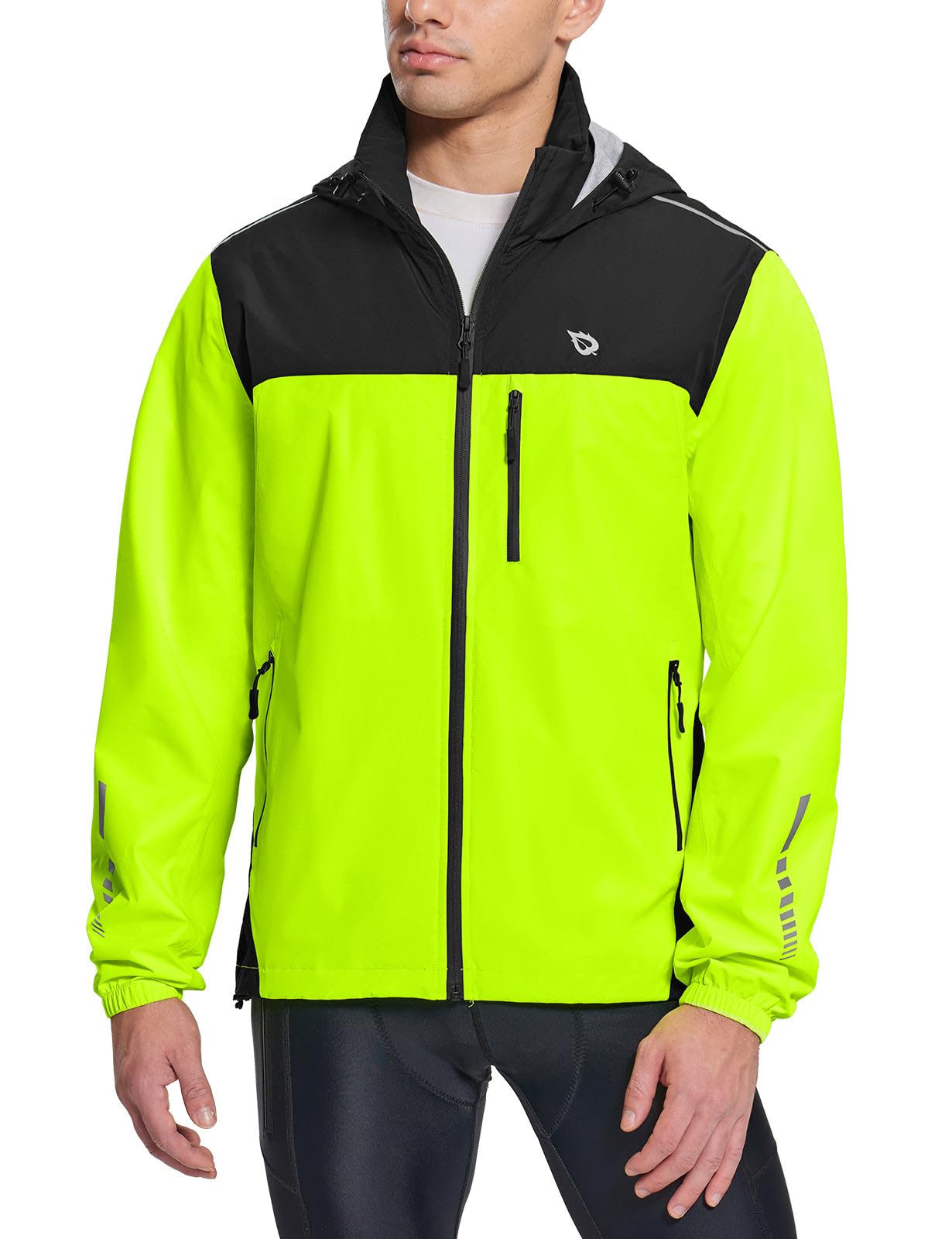 Men's Waterproof Reflective Packable Rain Jacket