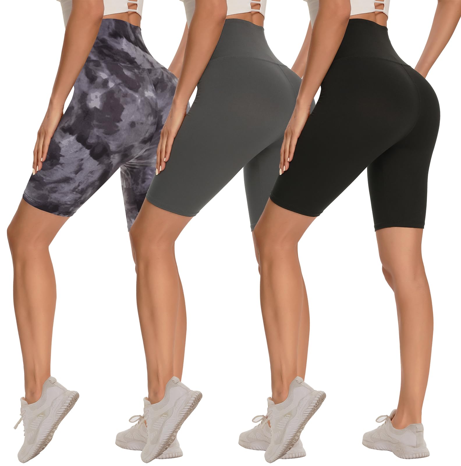 Women's 3-Pack High-Waist Tummy-Control Biker Shorts