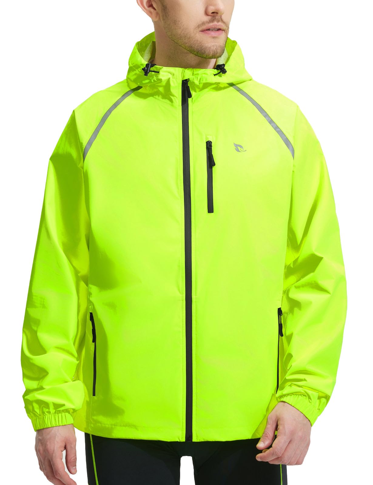 Men's Waterproof Reflective Packable Rain Jacket