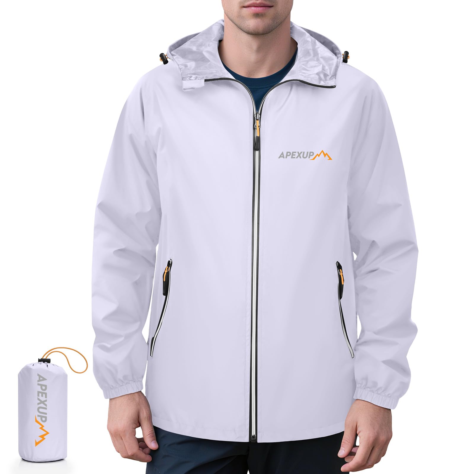 Men's Lightweight Waterproof Packable Hooded Rain Jacket