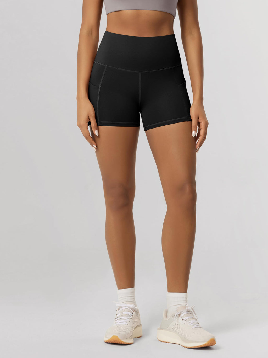 Women's High-Waist Tummy-Control Biker Shorts with Pockets