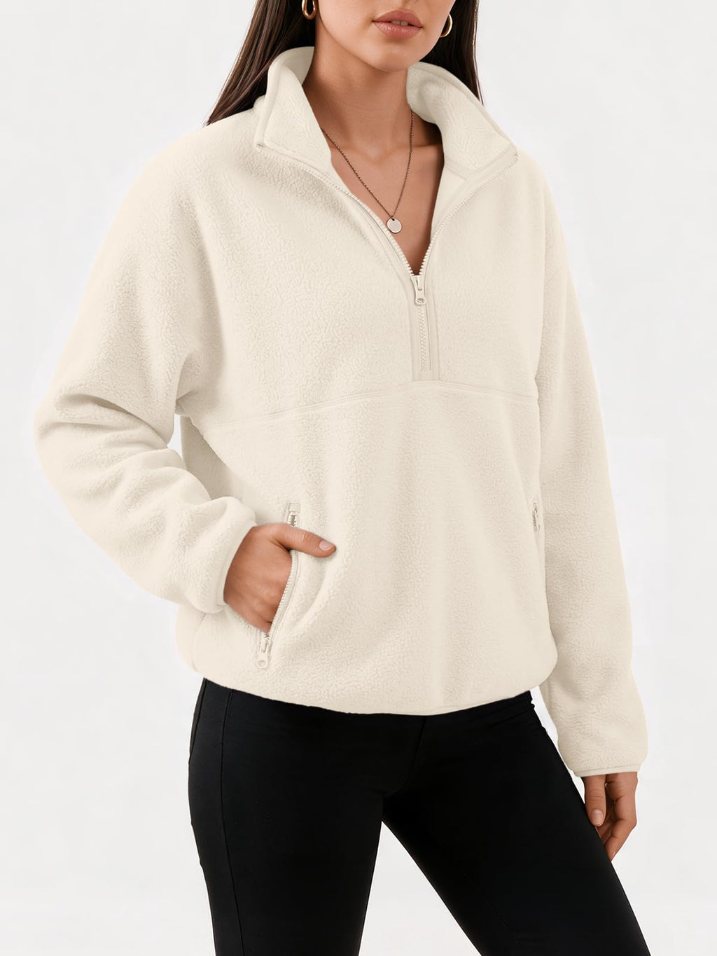 Women's Quarter-Zip Sherpa Fleece Pullover Jacket