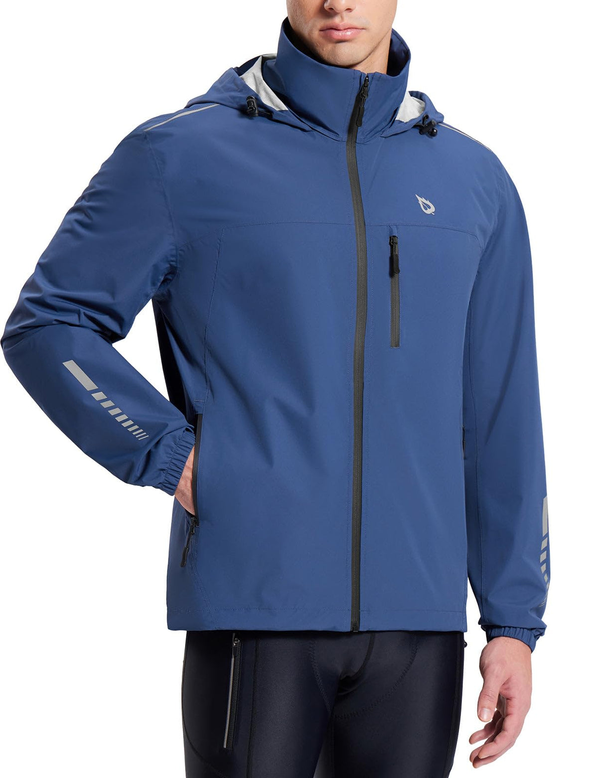 Men's Waterproof Reflective Packable Rain Jacket