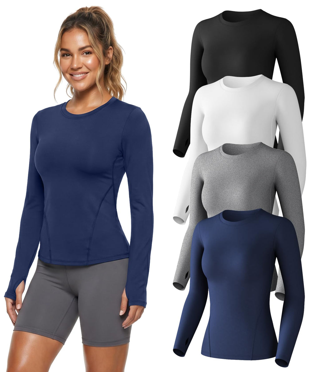 Women's Long Sleeve Compression Shirts Workout Athletic Top Underscrubs