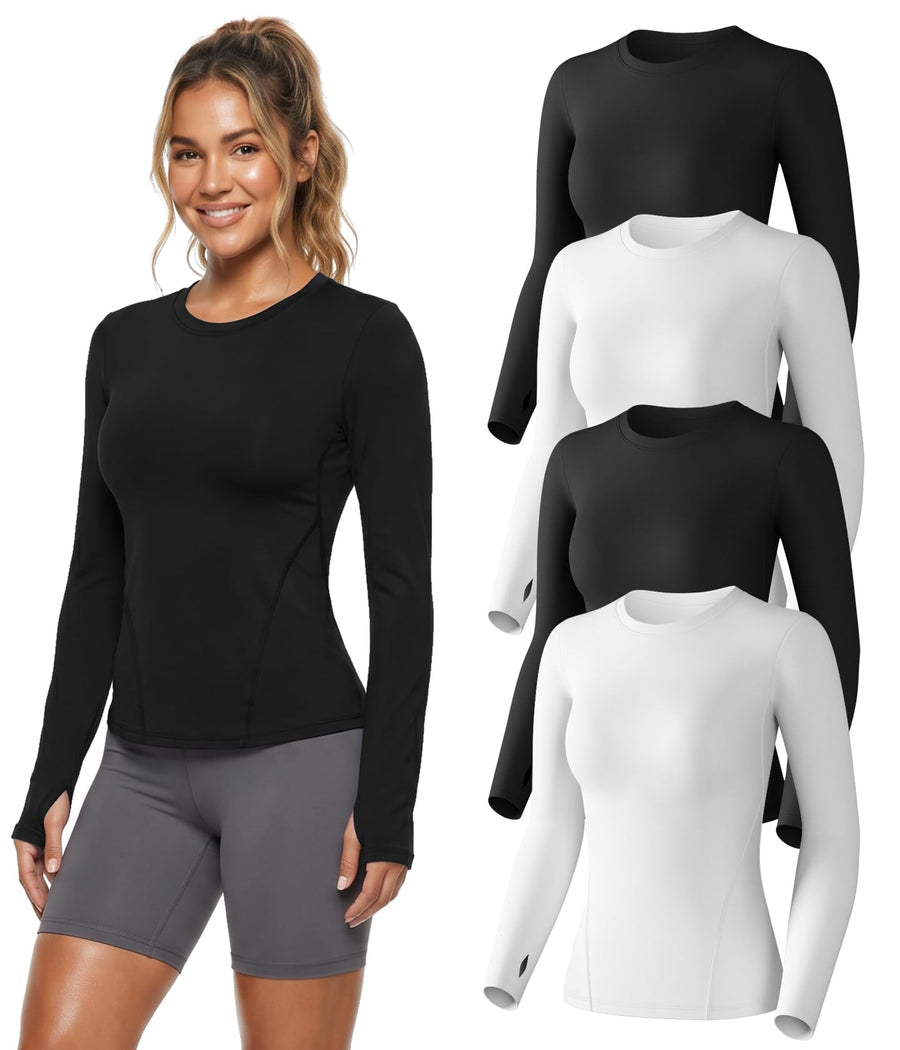 Women's Long-Sleeve Compression Workout Athletic Top