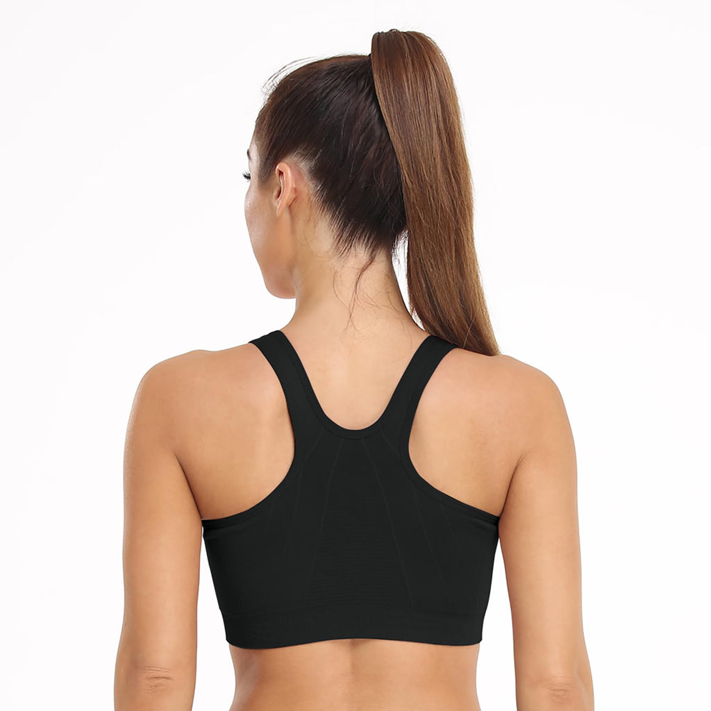 Women's Wireless Zip-Front Sports Bra for Workout Support