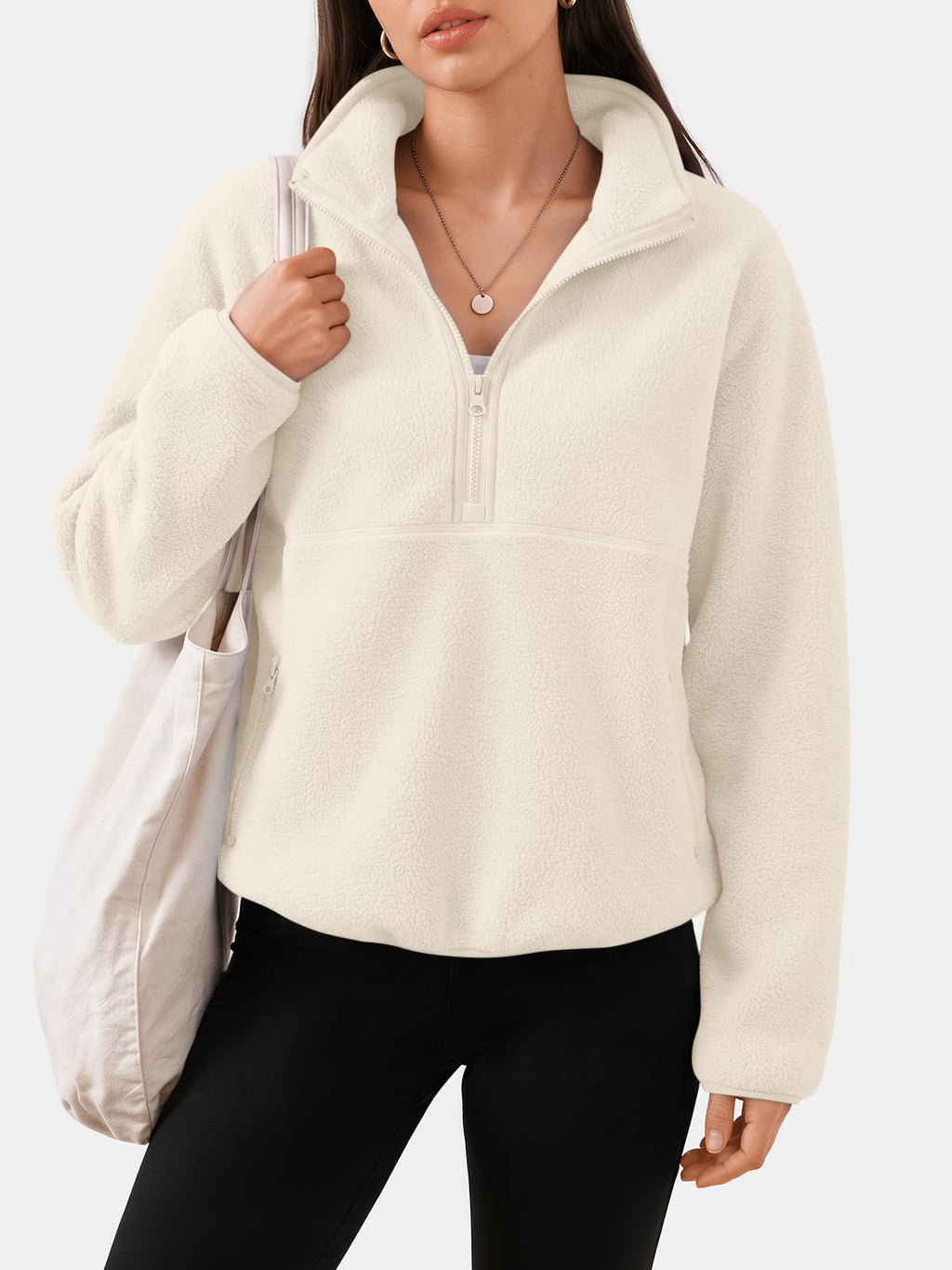 Women's Quarter-Zip Sherpa Fleece Pullover Jacket