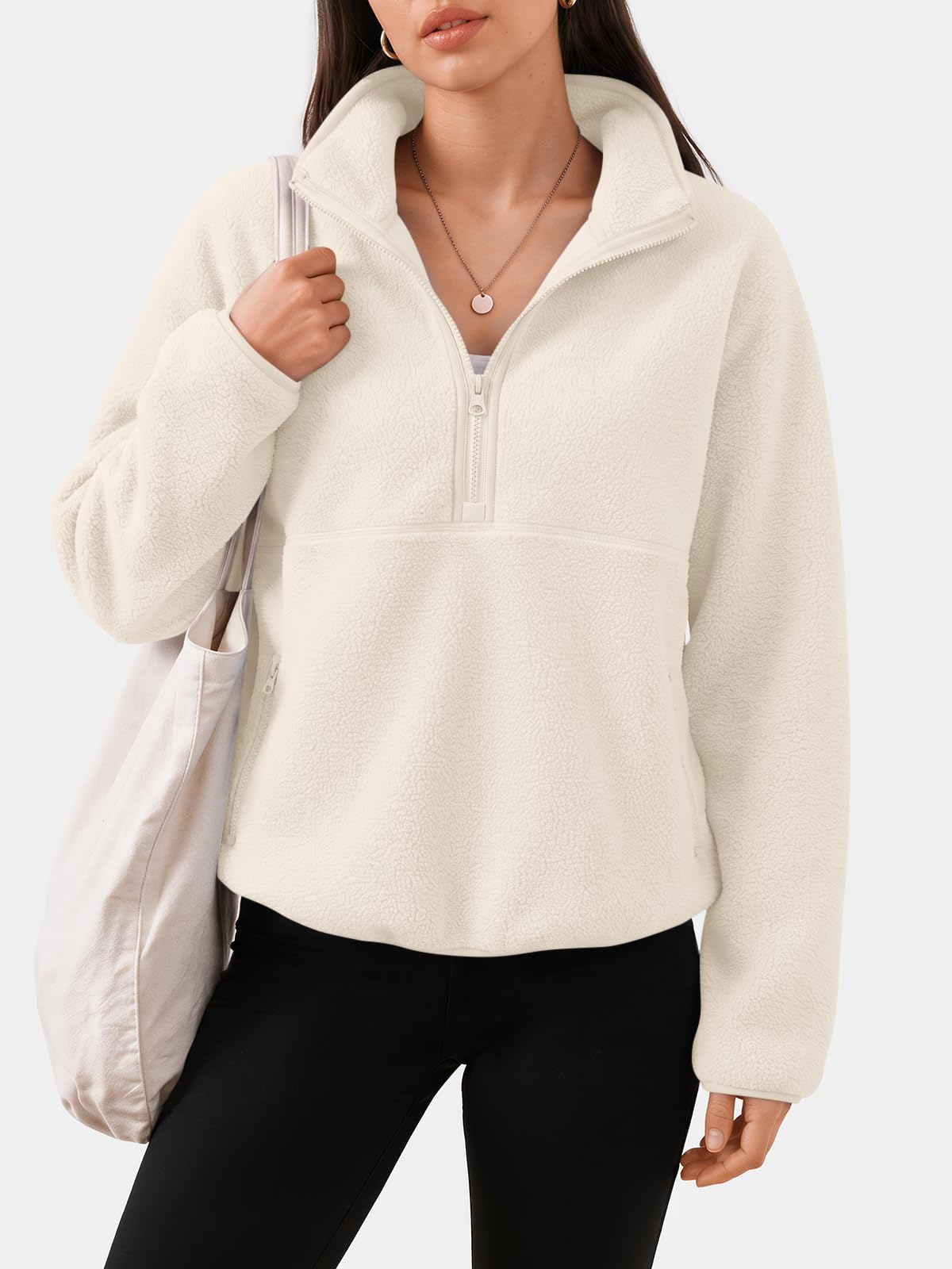 Women's Quarter-Zip Sherpa Fleece Pullover Jacket