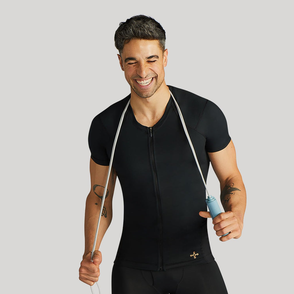 Men's Zip-Front Compression Shirt with Posture Support