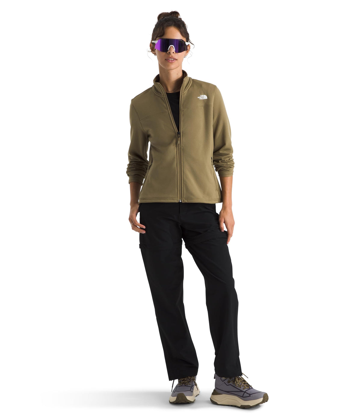 Women's Grid Fleece Jacket with Secure Zip Pockets