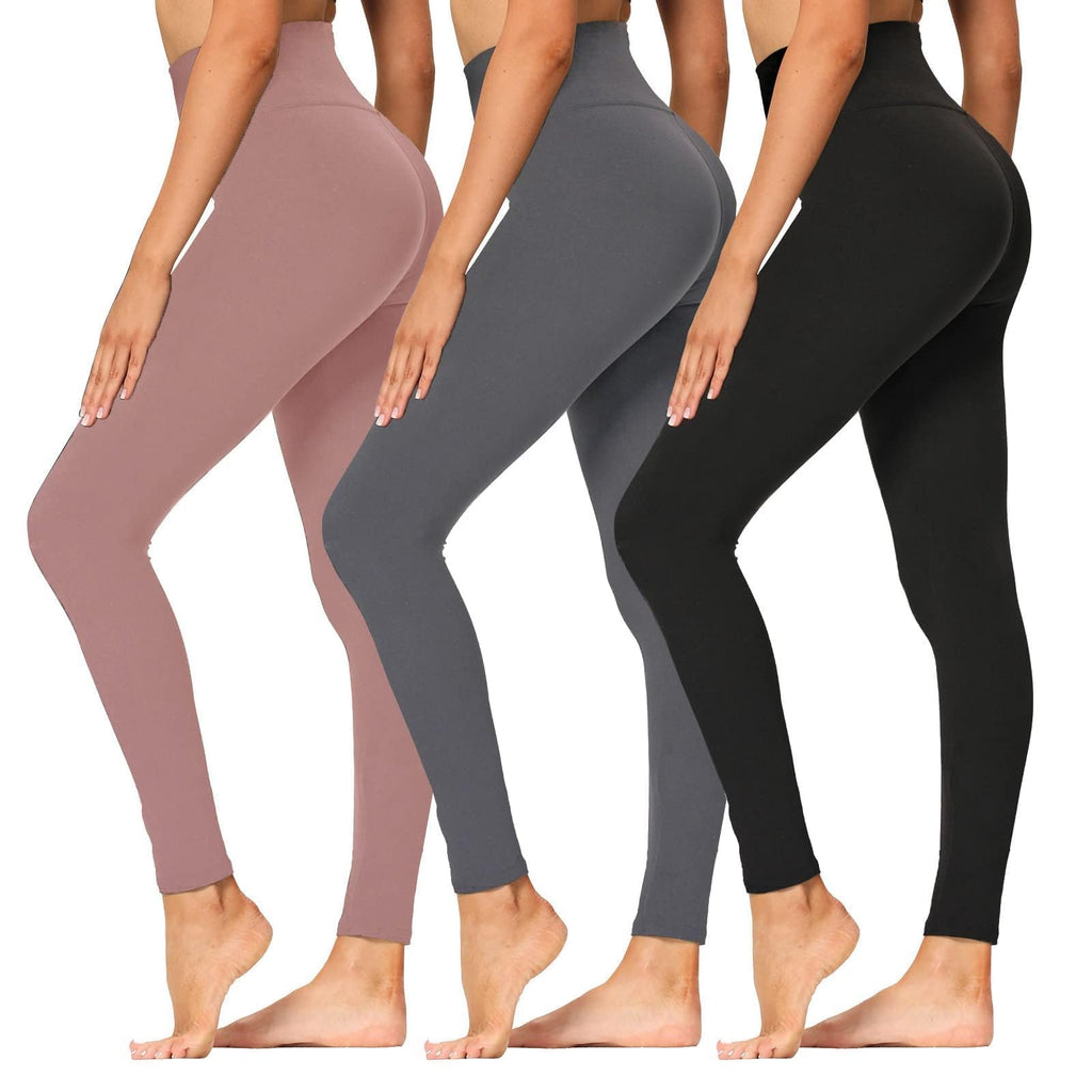 Women's 3-Pack High-Waist Tummy-Control Leggings with Pockets