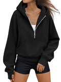 Women's Half-Zip Casual Fleece Pullover Hoodie