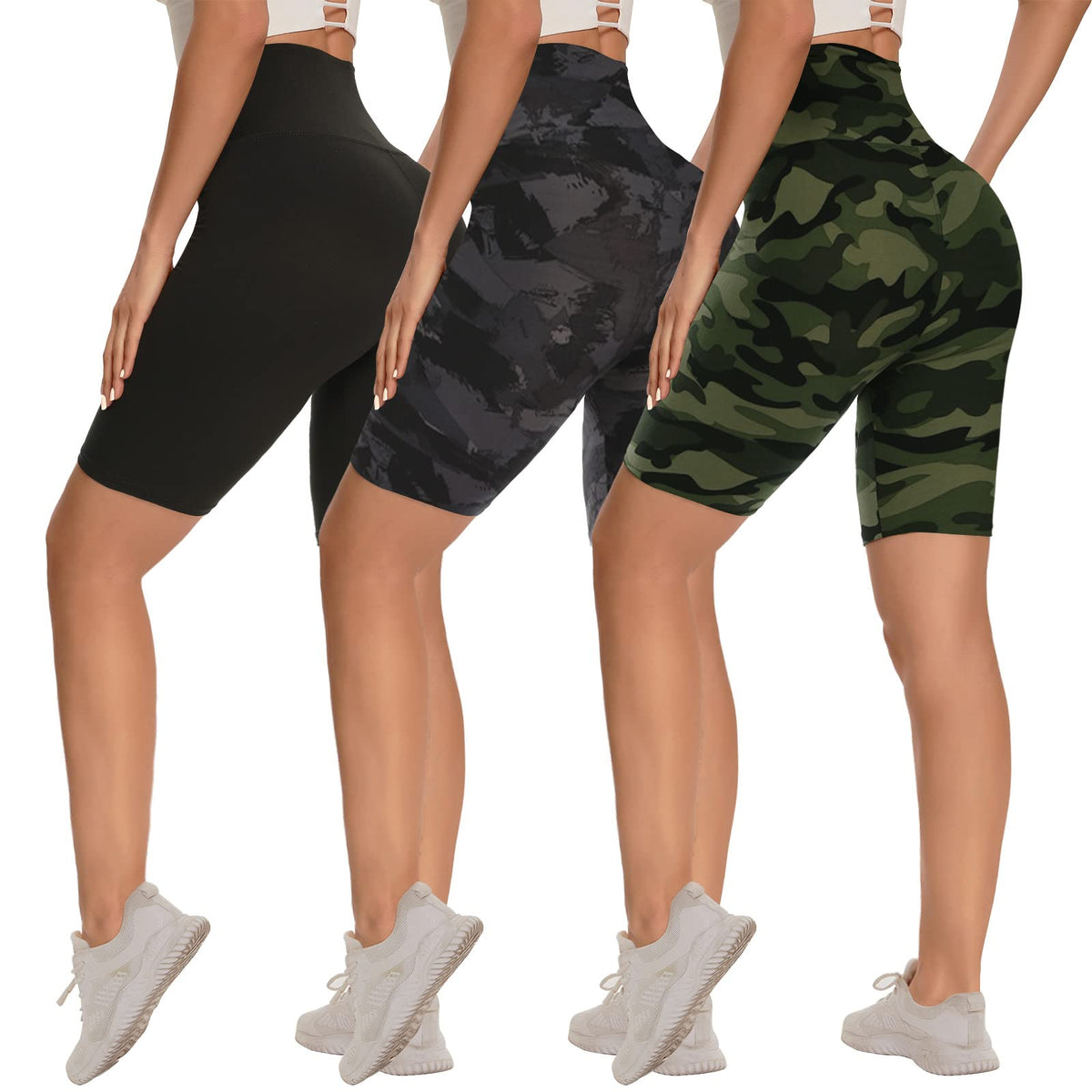 Women's 3-Pack High-Waist Tummy-Control Biker Shorts