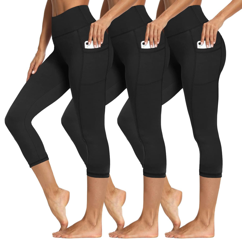 Women's 3-Pack High-Waist Tummy-Control Leggings with Pockets