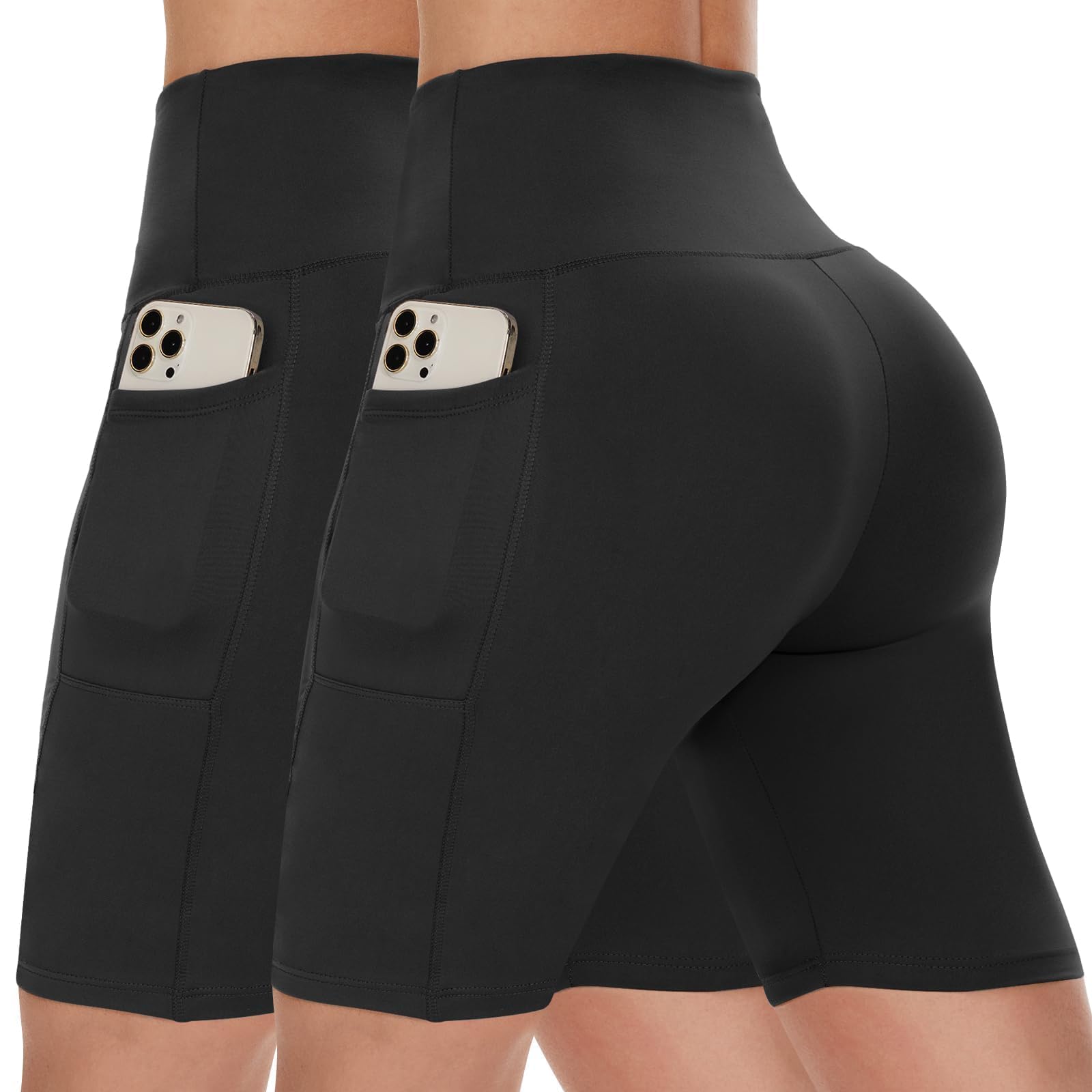 Women's High-Waist Biker Shorts with Pockets