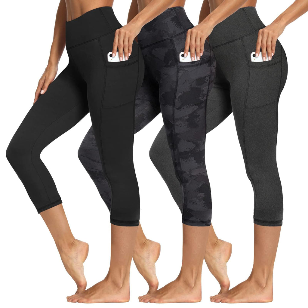 Women's 3-Pack High-Waist Tummy-Control Leggings with Pockets