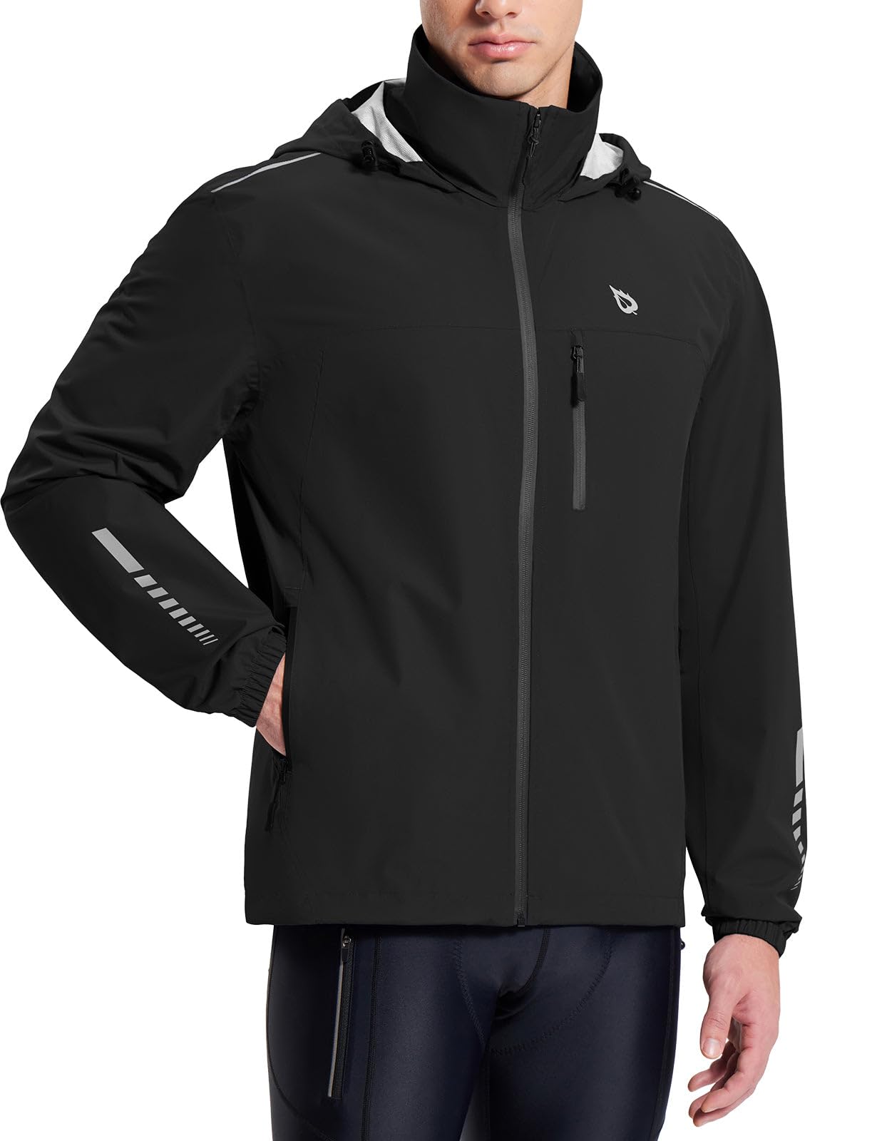 Men's Waterproof Reflective Packable Rain Jacket