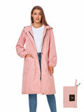 Women's Lightweight Packable Waterproof Long Rain Jacket