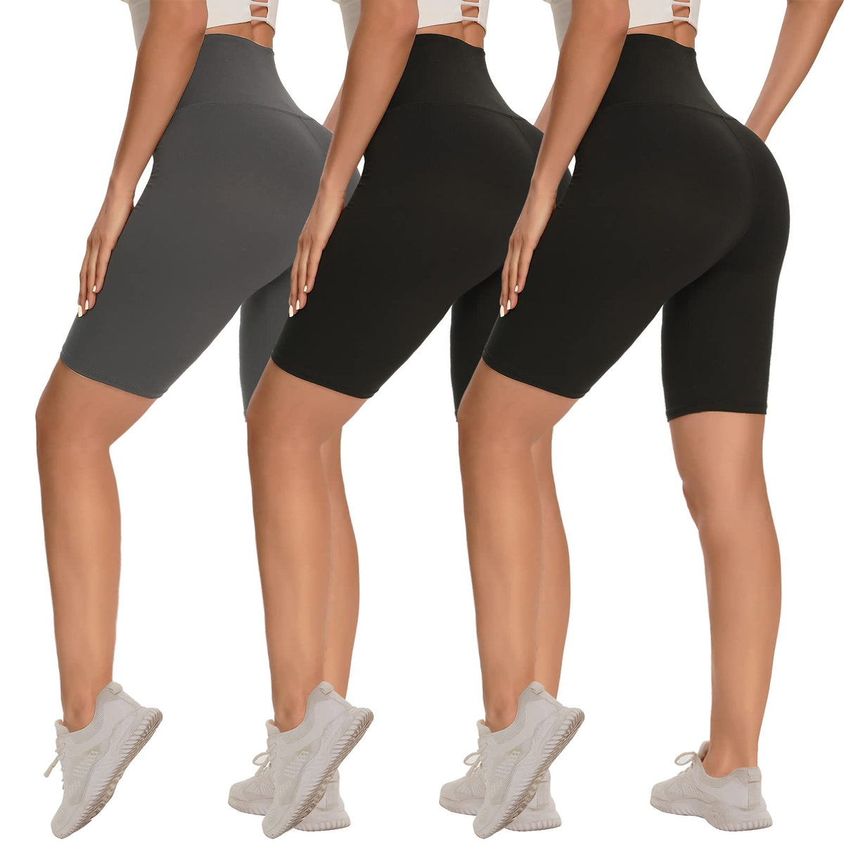 Women's 3-Pack High-Waist Tummy-Control Biker Shorts